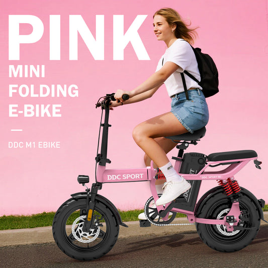 M1 Electric Bike For Adults,32 Miles Range,700W peak motor,20MPH Speed, 48V 20Ah Removable Battery, Dual Disc Brakes, Front And Rear Suspension & Commuter EBike, 14'' all-purpose tire, LCD Mileage Display
