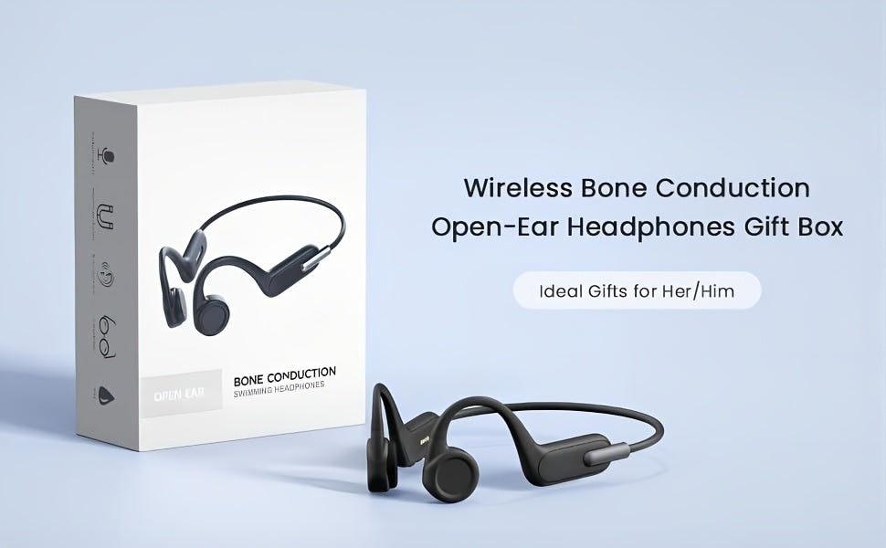 Wireless IPX8 High Quality Open-Ear Bone Conduction Wireless Headphones with 32GB Memory, Suitable for Running, Swimming, Diving, and Outdoor Sports, Comfortable to Wear Without Hearing Damage