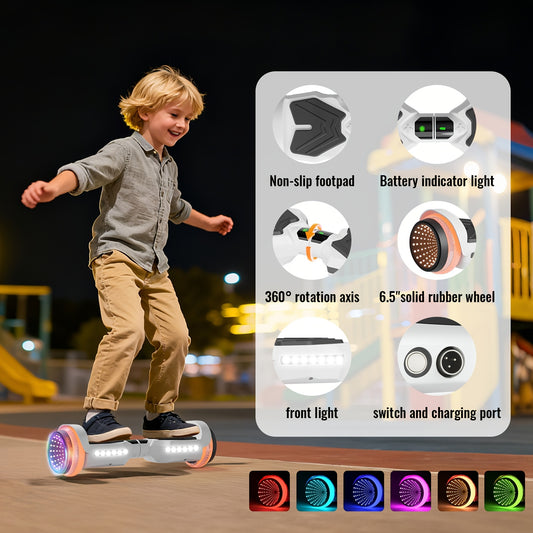 300W Powerful Motor Hoverboard, For Kids 4+ Years Teens &adults, Max Speed 8.5 Mph, 220 Lbs Max Payload, 15° Climbing Slope, 3H Charging, Brithday Gift, Halloween Thanksgiving Christmas Holiday Gift, White