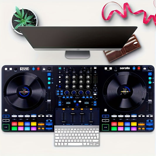Large DJ Console Design Mouse Pad - Mouse Pads for Desk - Non-Slip Rubber Base - Precision Stitched Edges - HD Printed DJ Mixing Interface & Turntables - Ideal for Office, Home Decor, Gaming - Christmas, Thanksgiving, Hallowe