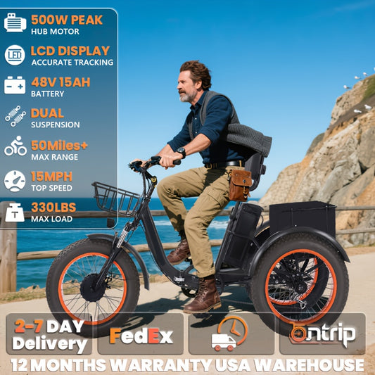 BROOBEY 3-Wheel Mobility Scooter with LCD Dashboard, 700W Peak Power, 48V15AH Removable Battery, 330 lbs Capacity, 50-Mile Range, 20"X4.0" Fat Tires, 18mph Top Speed