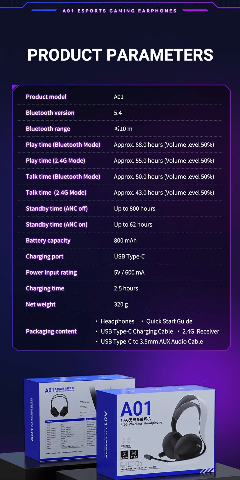 FonkiiDokii 7.1 Surround Sound Gaming Headphones with Noise Isolation, 3.5mm USB-C Cable & Built-in Mic | 2.4G Wireless, 5.4BT Connection, Comfort Fit, Closed-Back Design