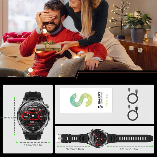 LIGE Men's Smart Watch, 1.85-Inch HD Screen Smartwatch, 1000mAh Battery, LED Lamp, 100+ Sport Modes, Bluetooth Call, Sleep Monitor, IPX8 High Quality Smart Watch for iPhone and Android, 2 Wristbands, USB and TYPE-C dual charg