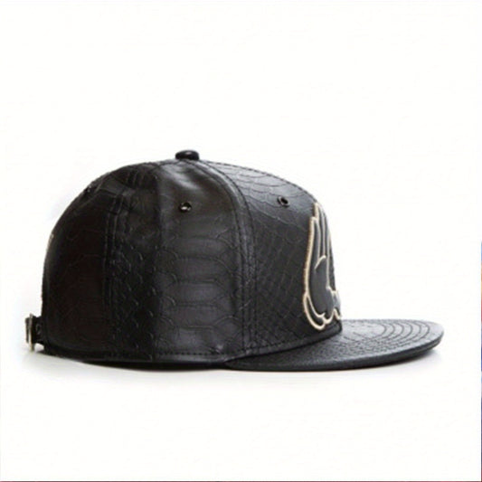 Women's Black Statement Fashion Double Hand Design Flat Brim Baseball Cap with Golden Hands & Praying Hands Emblem - Adjustable Snapback,, -like Texture for Outdoor Sports, Travel, Street Dance - Stylish & Functional Casual H