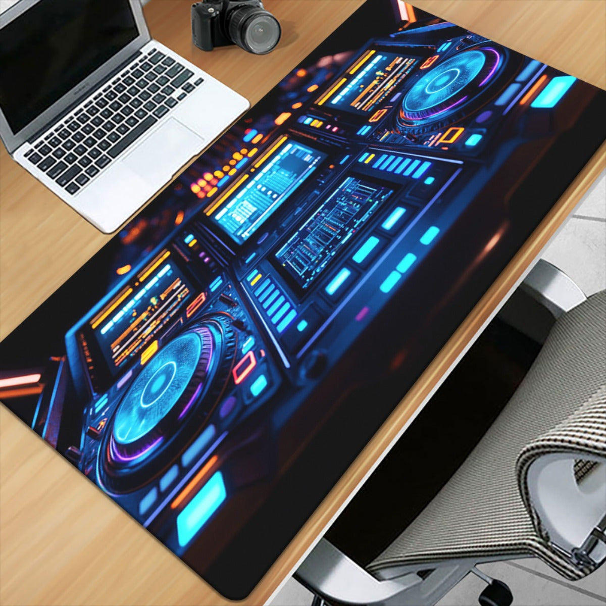 1pc DJ Equipment with Colorful Lights HD Printed Pad for Desk, Multi-Functional XXL Mousepad, Keyboard Gaming Mouse Mat, Office Computer PC Gamer Desk Mat, Gifts for Family Friends