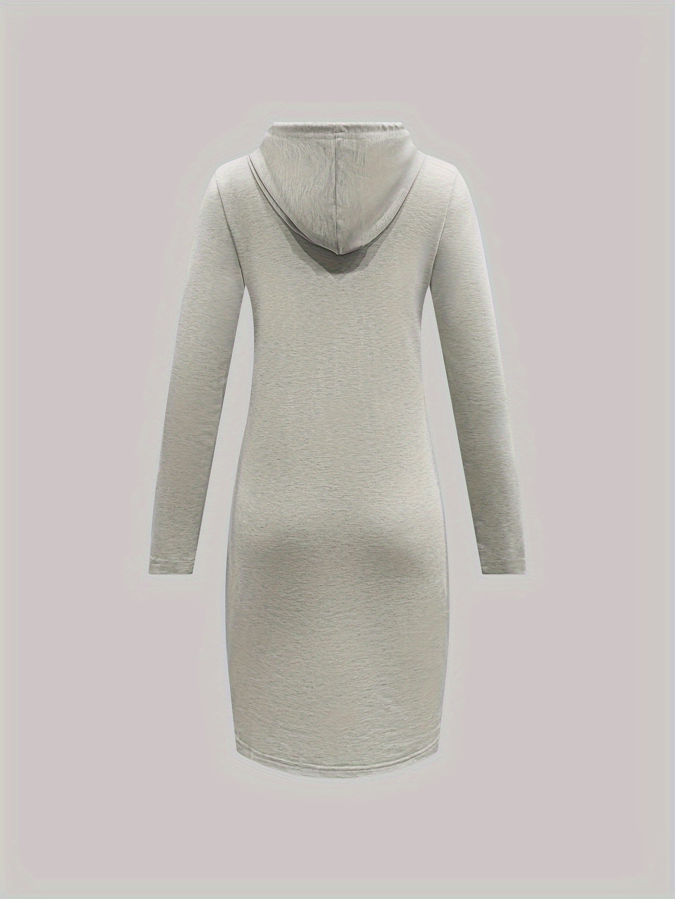 Print Bodycon Hooded Dress, Casual Drawstring Sweatshirt Dress for Spring & Fall, Women's Clothing