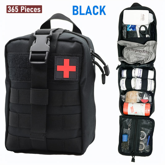 358pcs/153pcs Ultimate Tactical First Aid Kit With IFAK Pack - All-in-One Emergency Supplies, Portable & Durable Orange/Red/ Outdoor Kit With Tweezers, Fracture Splint, Whistle, Scissors & More For Hiking, Camping, Hunting, C
