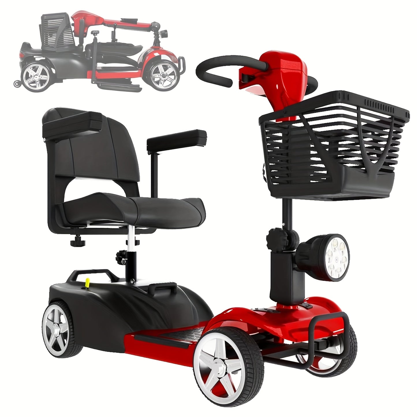All-Terrain Foldable Mobility Scooter for Adults - 250W High-Speed Motor, 14-Mile Range, 265lbs Capacity, Large 8" Wheels with Shock Absorption, LED Headlight & Horn, Basket & Cup Holder - Grass, Gravel, Hills, Lawns, Sidewal