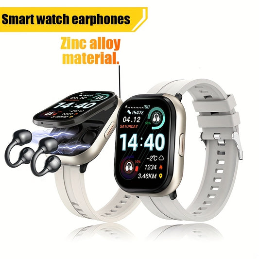 New 2-in-1 Multifunctional with Silicone Strap, Black/Silver 2 Colors Available, Supports Call Reception, 2.01-Inch HD Screen, TWS Wireless Earbuds, Birthday Gift, Valentine'S Day/father'S Day/halloween/christmas Present