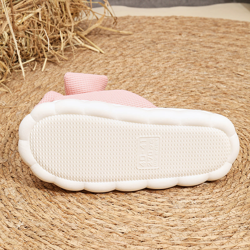 Linen Casual Platform Slippers Women Home Bowknot Luxury Designer Woman Shoes Flats Elegant Fashion Footwear Lovely Large Size