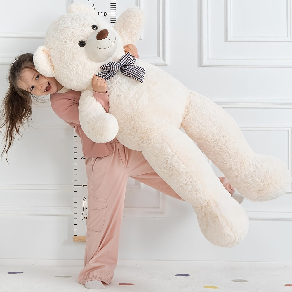 MorisMos Bow Tie Giant Teddy Bear 4 Feet, 47inch Stuffed Animal Big Teddy Bear Plush, Classic Girlfriend Boyfriend Gift, White, Large Stuffed Animal, Huge Stuffed Animal, Cuddly Companion, Plush Gift, Cute Stuffed Animal, Cla