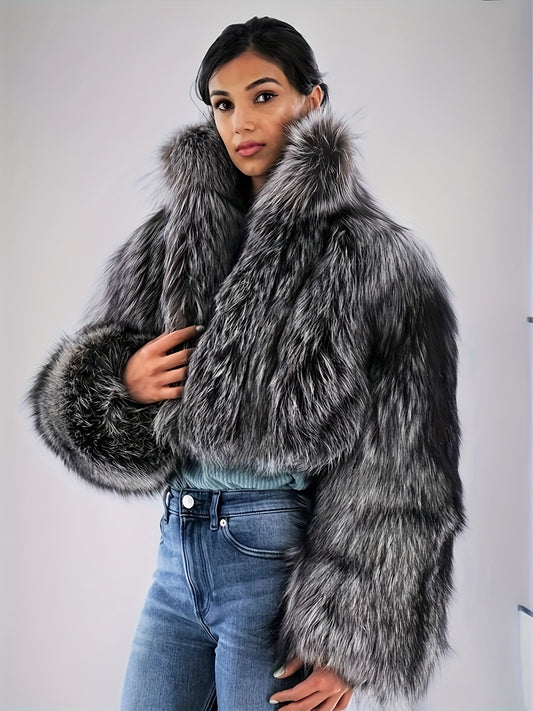 Women's Elegant Long Sleeve Faux Casual Coat, Autumn Winter Christmas Fashion Style