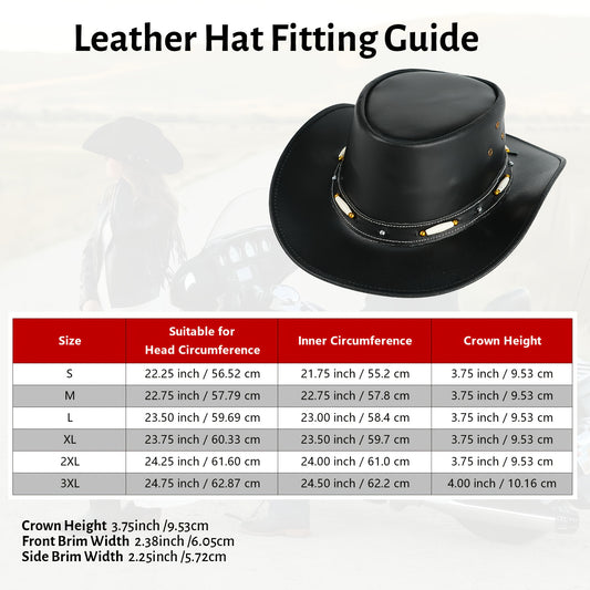 SideWinder Australian Cowboy Genuine Leather Hat Unisex Adult for Men And Women Shapeable Outback Western Style Wide Brim, Festival Unisex Outdoor Accessory, High Quality &, Stitching, Lightweight Top-Grain Genuine Leather, A