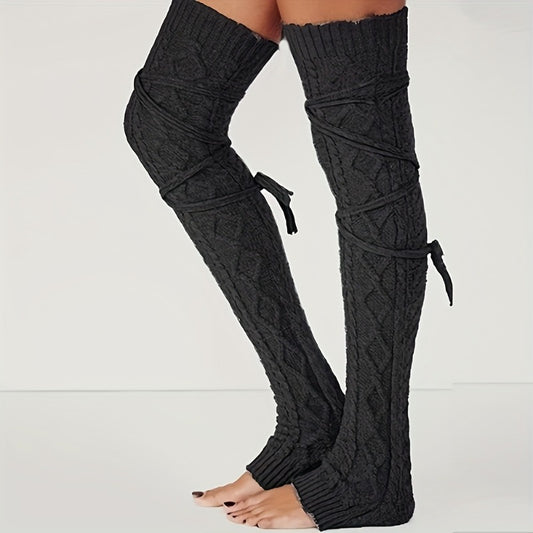 Women's Warm Over-the-Knee Knee-High Sock Covers - Solid Color Thermal Winter Socks Suitable for Cold Weather, Machine Washable, for & Casual Attire (All-Season)