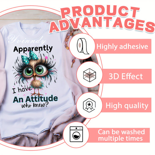 Set of 12 Colorful And Self-Disciplined Chicken Image Thermal Transfer Stickers for Projects, Suitable for Washable Prints on T-Shirts And Iron-On Patches, Featuring High-Definition Printing Effects for Decorating Bags And Cl