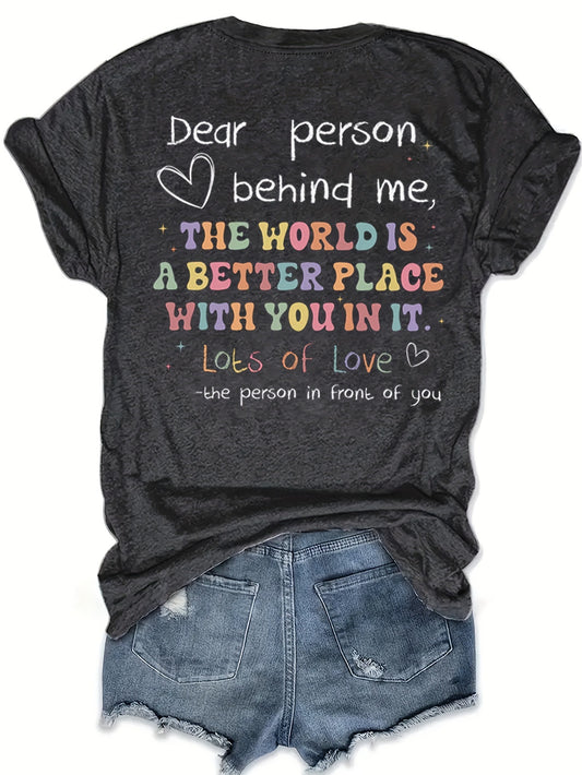 You Matter Print Crew Neck T-shirt, Casual Short Sleeve Top For Spring & Summer, Women's Clothing