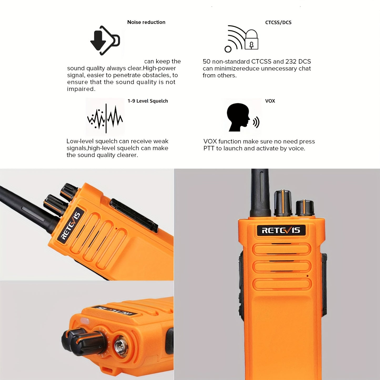 Retevis RT29 Two Way Radios Long Range, Heavy Duty 2 Way Radio for Adults, Professional Walkie Talkies with Mic, VOX, Emergency Alarm, for Survive Adventure Hunting(2 Pack)