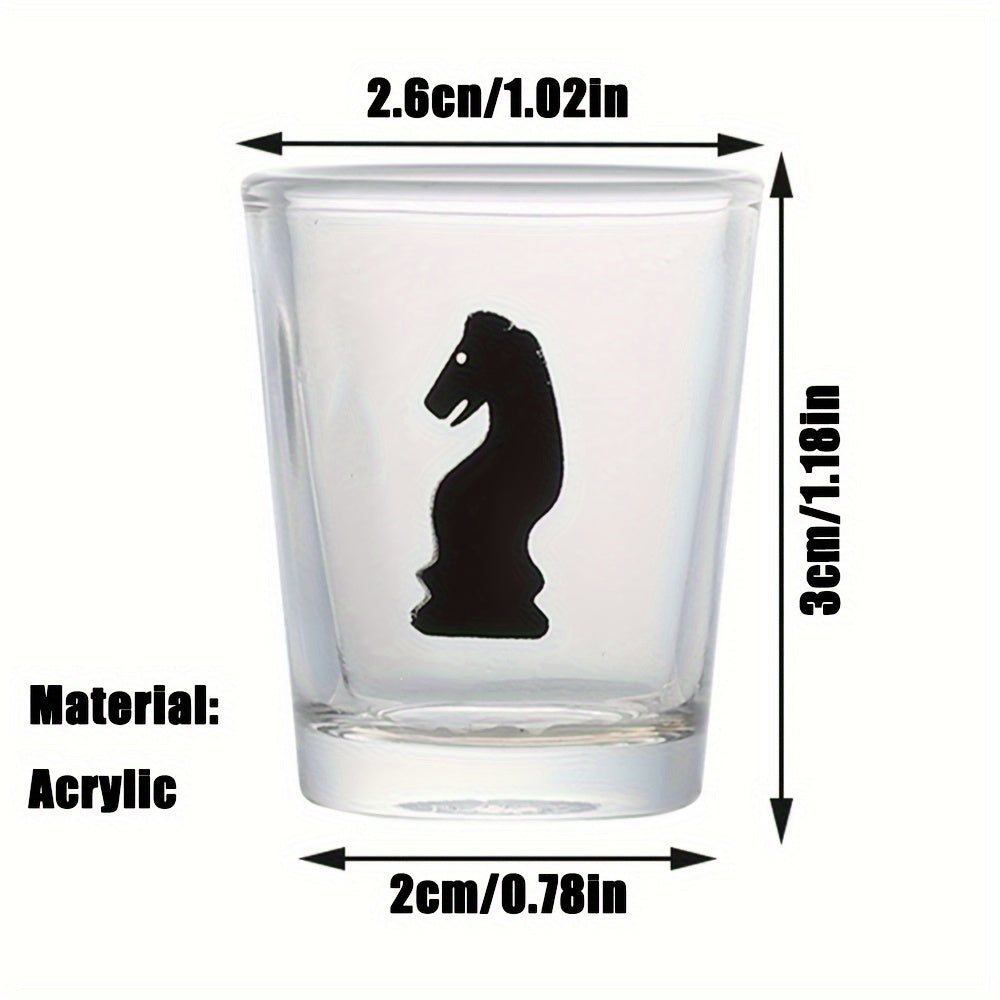 32pcs Chess-Themed Shot Glass Drinking Game Set - Acrylic Chess Board Glasses for Adults, Durable Bar Party Supplies with Storage Case, Family Game Night & Strategy Board Game Accessories