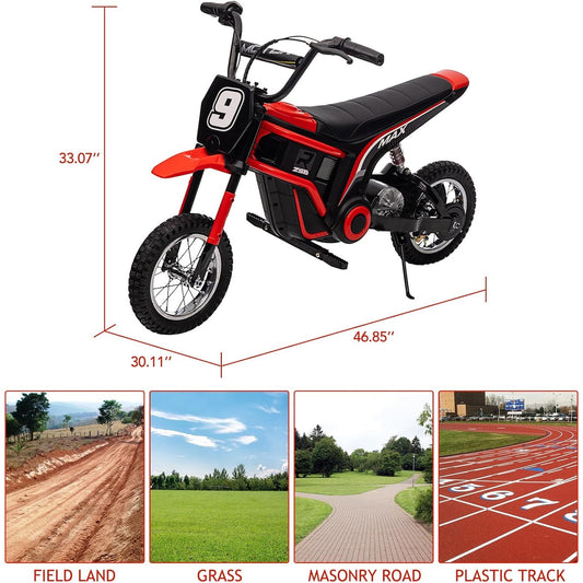 24V Electric Kids Dirt Bike - 350w Powerful Motorcycle, 3 Speed Modes Up to 14.29MPH, Off-Road Motocross Bike Gift for Ages 8-12, No.9, Christmas Gift Birthday Gift for Kids Boys Girls, Christmas Decoration