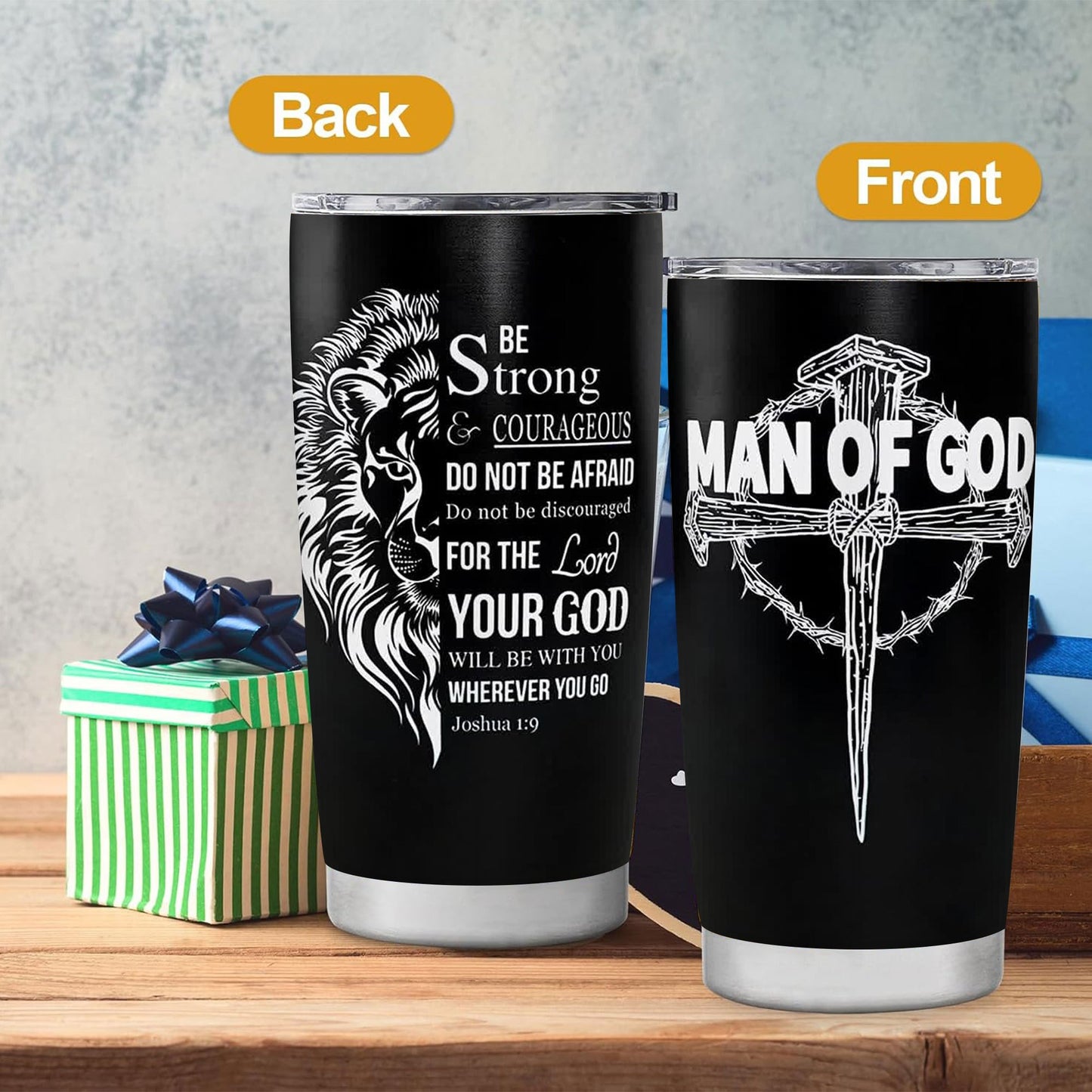 Christian Tumbler for Men Christian Gifts for Men, 20oz Tumbler with Straw and lid, Inspirational Gifts for Men, Graduation Gifts for Men, Travel Mug Coffee Cup, 1pc