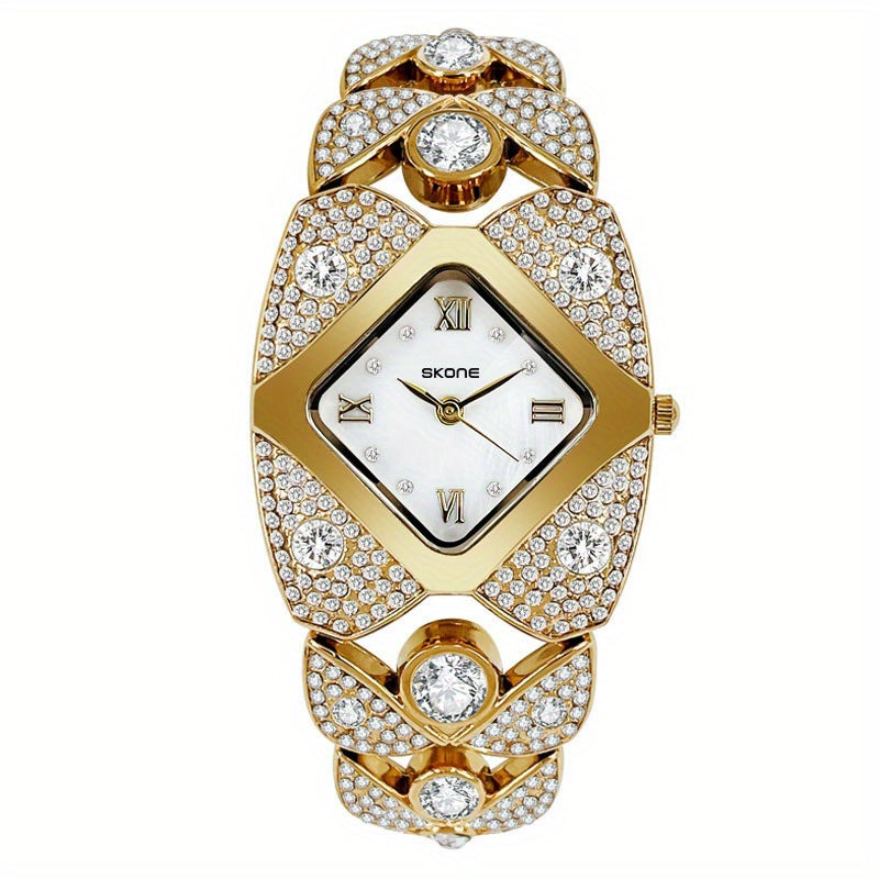 Women'S Elegant Watch - Roman Numeral Dial, Stainless Steel Band, Mechanical Movement, Non, Ideal for Business, Couples, Back-to-School, Christmas Gift, Without Battery