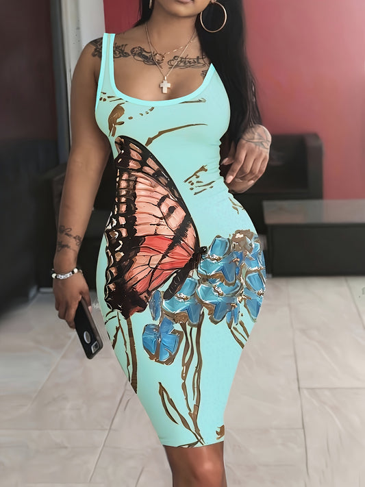 Butterfly Element Spring Summer Casual Tank Dress