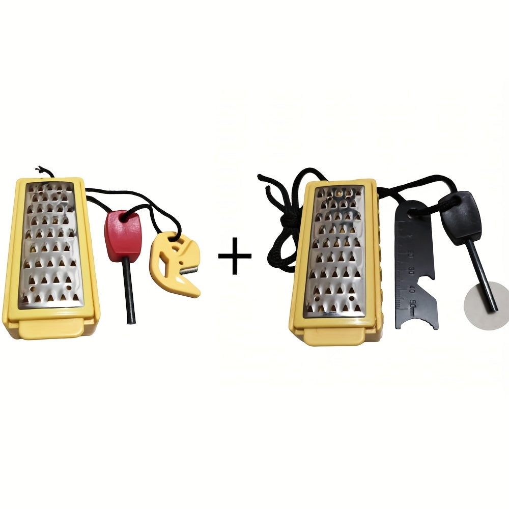 Portable Fire Starter Kit with Stainless Steel Grater - Durable Plastic, Ideal for Outdoor Survival & Camping