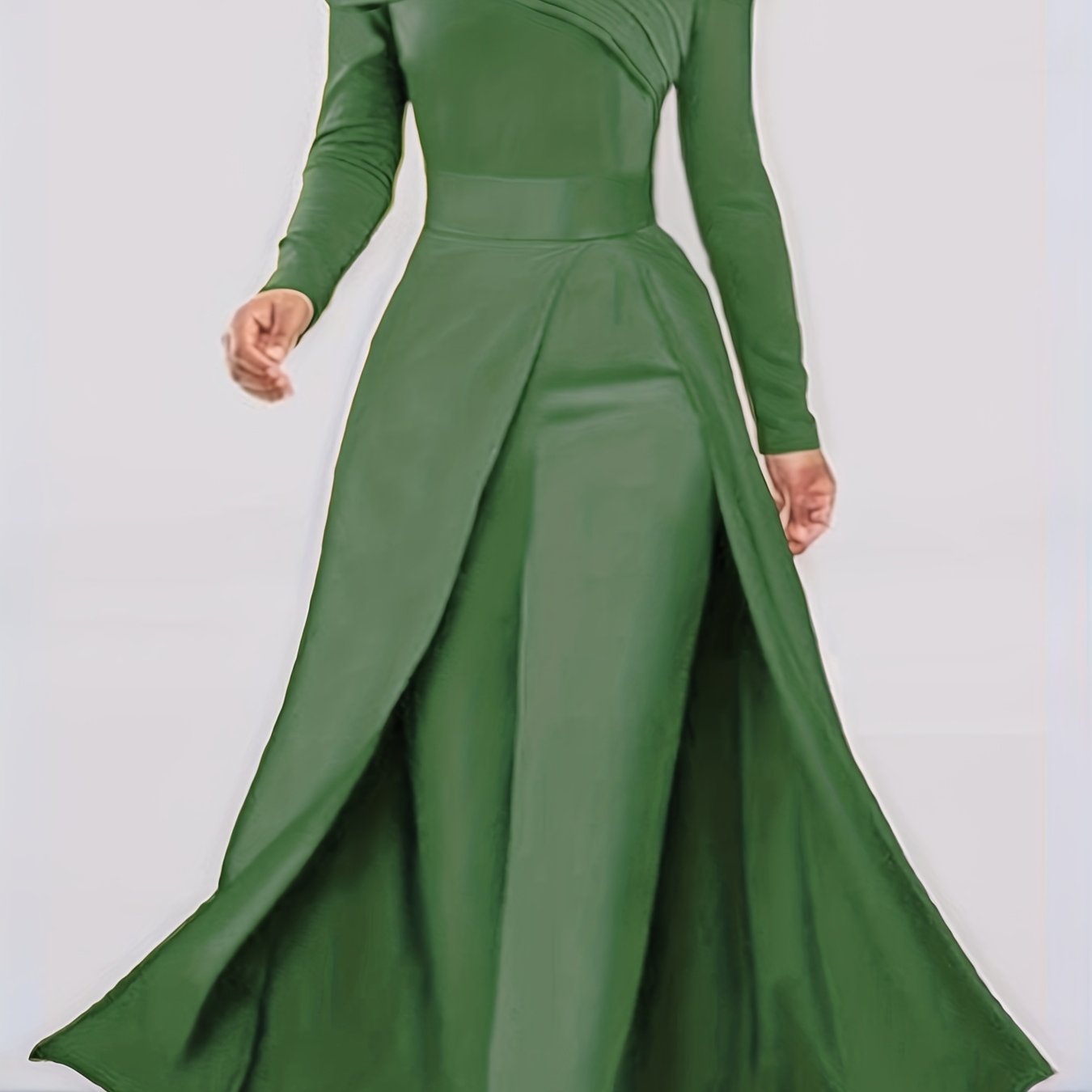 Autumn New Solid Color Fashionable Elegant Versatile Long Top Pants Women's Two-Piece Set