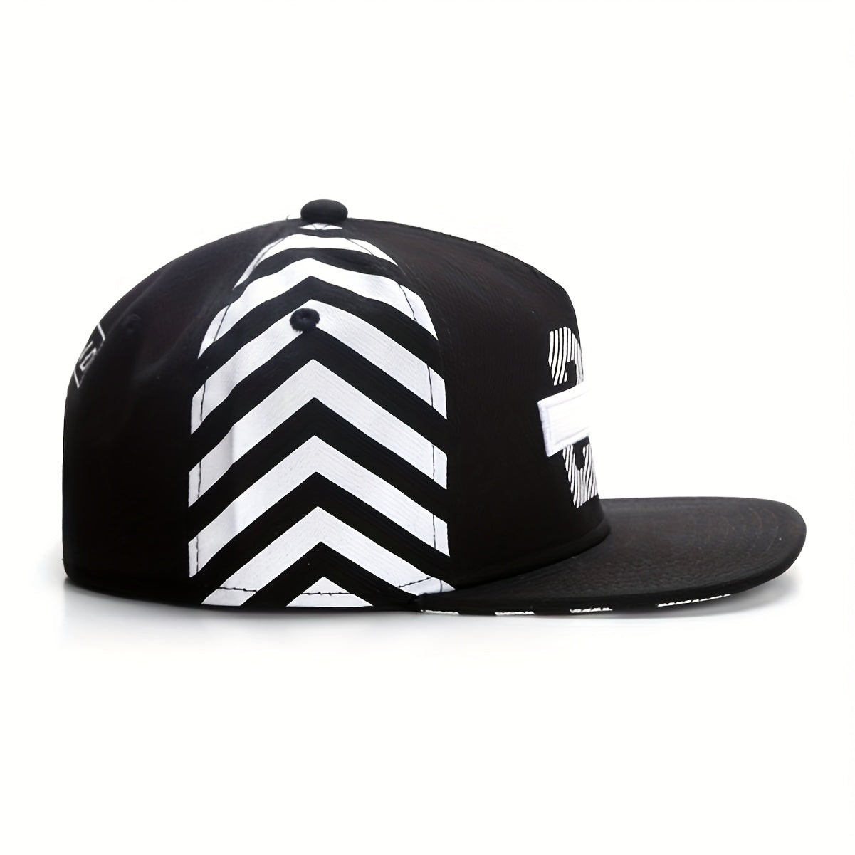 Men's 23 Letter Snapback Baseball Cap - Black & White Zigzag Pattern Adjustable Hip-Hop Hat with Breathable Mesh Back, Sporty Casual Streetwear Accessory, Casual Headwear, Sporty Design, Contrast Color Design