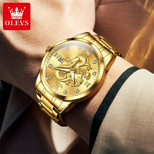 OLEVS New Luxury Business Luminous Quartz Stainless Steel Watches for Men Original Top Brand Fashion Men'S Wrist Watches Golden Trend High Quality Best Selling Men'S Watches, Fashion Watches for Men, Mechanical Watches for Me