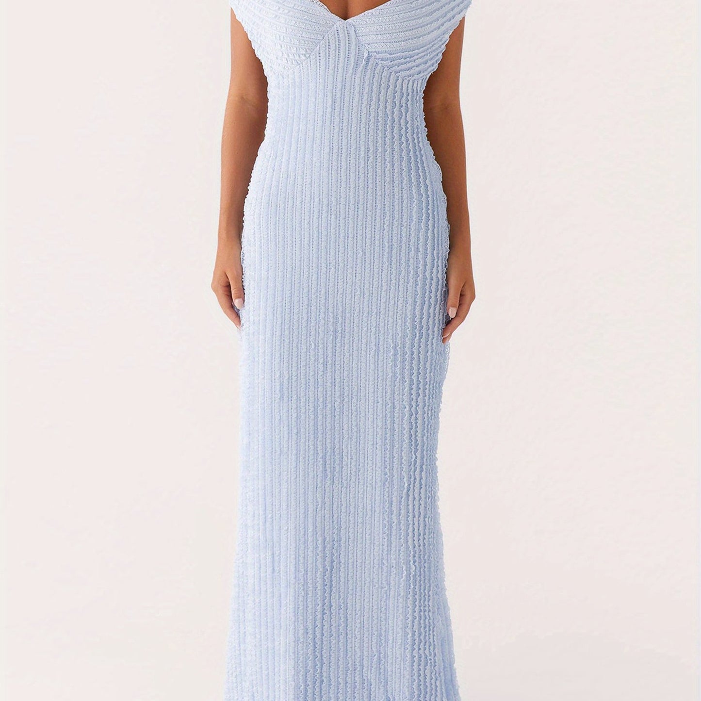 Women's Elegant Off-Shoulder Bodycon Maxi Dress - Formal Party Wedding Gala Evening gown with Tie Back Neckline, Machine Washable Long Dress for Women - Party, Wedding, Formal Events, Dresses for Wedding Guest