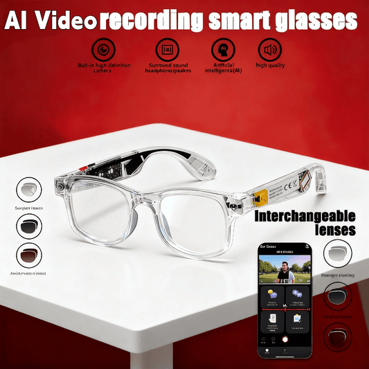 Smart Translation Glasses with 1080P HD Video & Real-Time 160-Language Translator, Wireless Wireless Calling, Magnetic USB- (Phone/Tablet/Laptop) - Noise Cancelling, 4K Recording, Compatible with / for Travel, Driving, Office