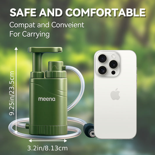 Portable Water Purifier Pump with Replaceable Carbon 0.01 Micron Water Filter, 4 Filter Stages, Portable Outdoor Emergency And Survival Gear - Camping, Hiking, Backpacking, Best for Christmas