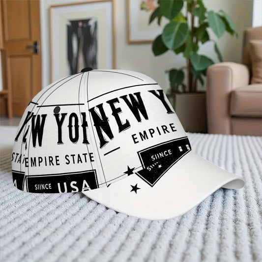 1pc 2D NewYorkBadge Print Baseball Cap - Polyester Adjustable Snapback with Full-Body Vibrant Design, Ideal for Outdoor Sports, Running & Casual Streetwear.