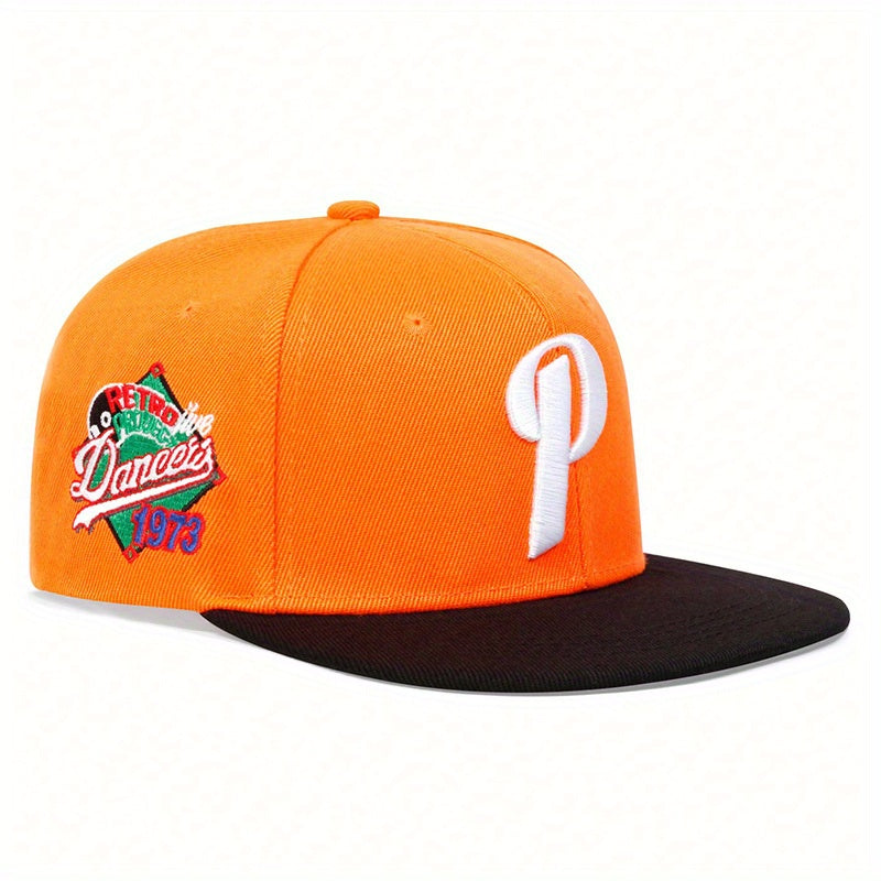 Unisex Adjustable Snapback Baseball Cap with 'P' Letter Embellishment - Lightweight Hip-Hop Hat for Men & Women, Spring/Summer Outdoor Casual Wear, Multi-Color Options (, Red, Green, Orange, Grey) - Durable Non-Stretch Fit, S