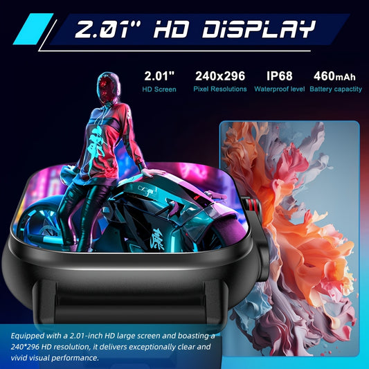 Sports Extra Large Screen GPS Smart Watch, 2.01-inch Outdoor Multifunctional, LED Flashlight, Compass, Barometer, High Quality, HD Wireless Calling, Message Synchronization Reminder, Health Monitoring, Sleep Monitoring, 100+