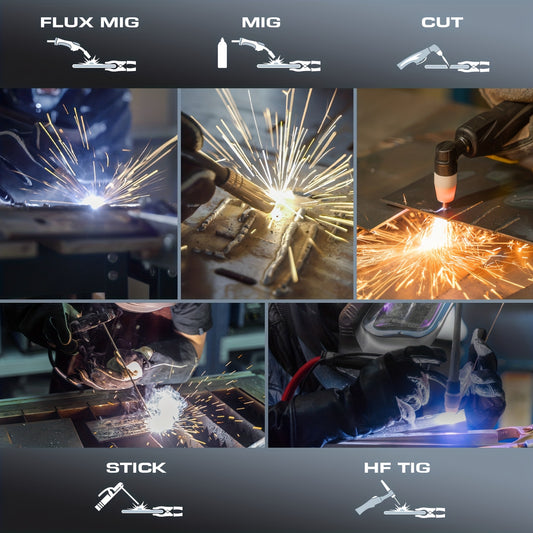 5-in-1 Heavy-Duty Multiprocess Welding Machine: 200A MIG/TIG/Stick/Plasma Cutter Welder with Digital Display, 50A Plasma Cutter, 180A Stick Welder, 110/220V Dual Voltage, Compact All-in-One Design for Home Workshop, Industria