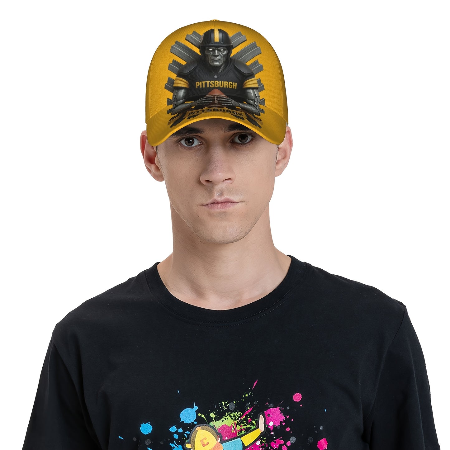 Pittsburgh Football Fan Hat | Adjustable Snaps, Breathable, Four-Season Comfort, Yellow, Woven, Hand Wash or Professional Dry Clean