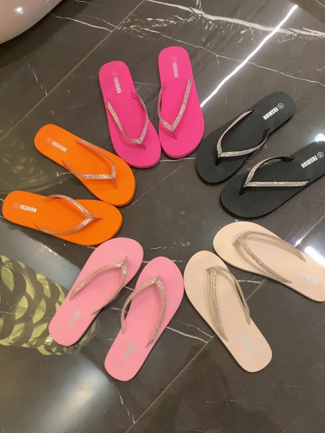 Women's Elegant Flip Flops, Fashion Summer Sandals with Rhinestone Straps, Lightweight & Sparkling, Leisure Home Slippers