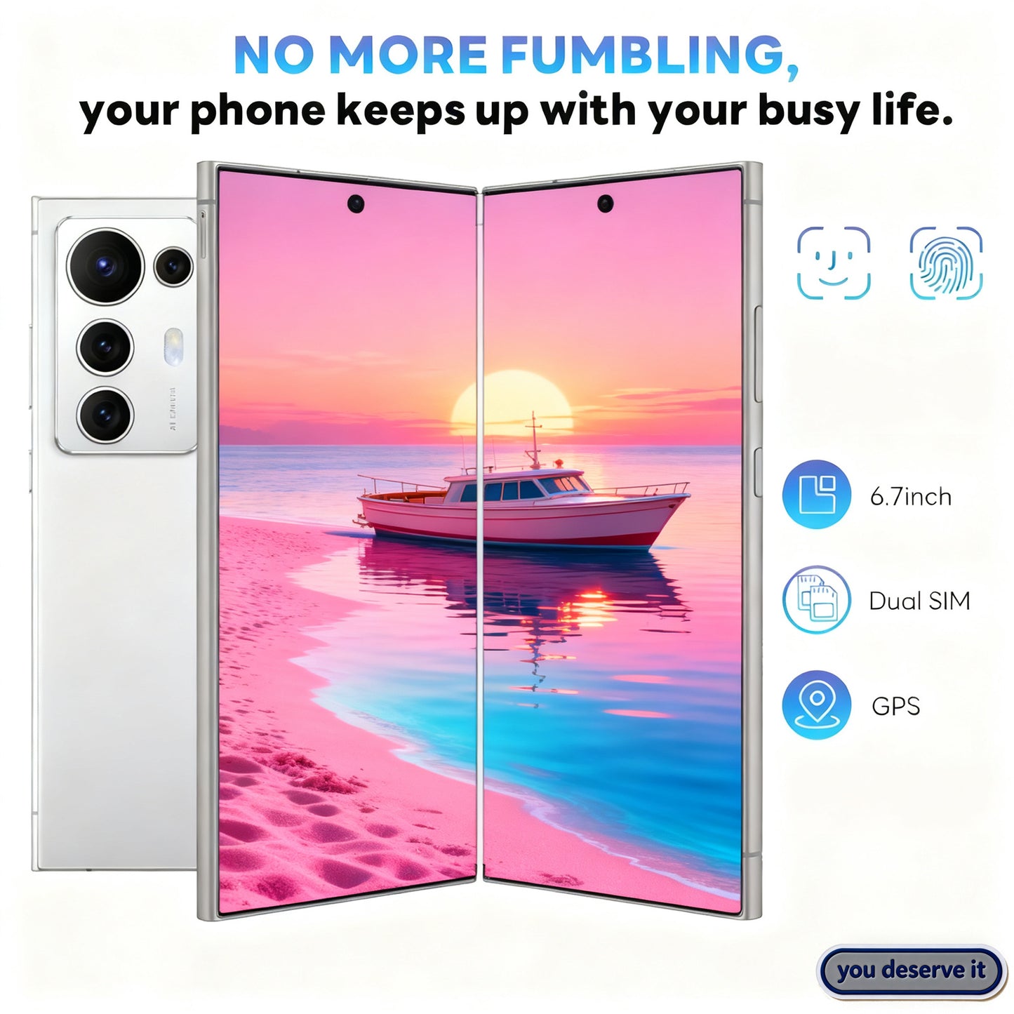 New Android Smartphone, Globally Unlocked 12+256GB, 2K Display, 6.8-inch Large Screen. Available In Four Colors. Comes With Stylus, Data Cable, Earphones, Phone Case, Screen Protector, And SIM Ejector Pin. A Must-have For You