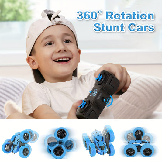 Remote Control Car, RC Toy Vehicle for Kids Ages 6-12 Years Old, 4WD Dual-Sided 360° Flip Stunt with 2.4GHz LED Lights and All-Terrain High Speed - Birthday Gift Idea or Holiday Present (Christmas Halloween Easter)