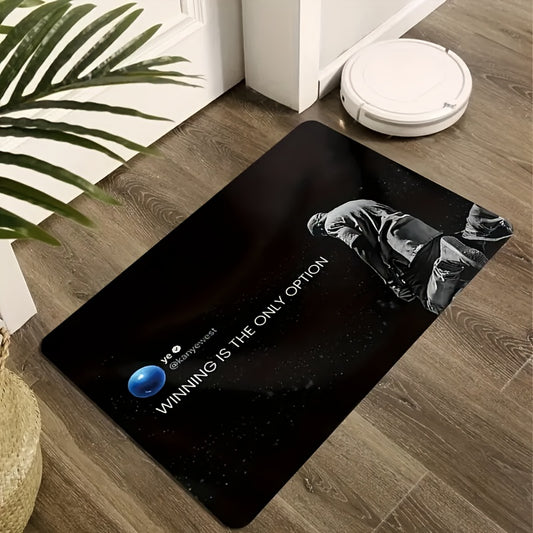 1-2pcs Winning Is The Only Choice Hip Hop Home Mat, Bedroom, Living Room, Kitchen Home Decoration Mat, Velvet Mat, Multiple Sizes Available