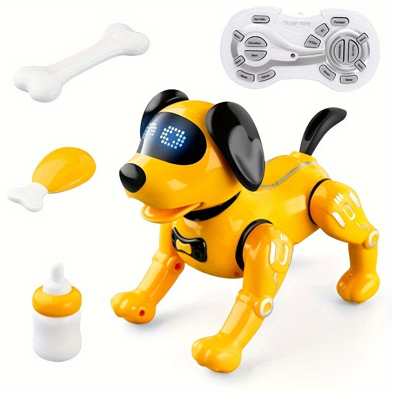 1pc Interactive RC Robot Dog Toy with Remote Control, Programmable Stunt Robot Dog, Infrared Sensor, USB-Rechargeable, LED Eyes & Sound, for Indoor/Outdoor Play, Birthday Party, Home Decoration - Ideal Gift for Adults & Famil