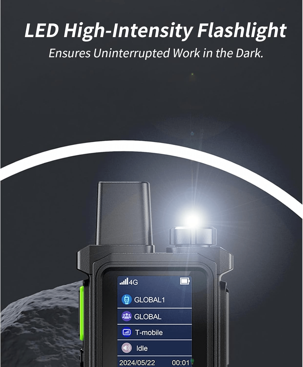 4 pieces global long-distance walkie talkie | LED flashlight, Type-C fast charging, including SIM card | preferred for construction, fleet, and camping travel, solving communication problems for construction and camping teams