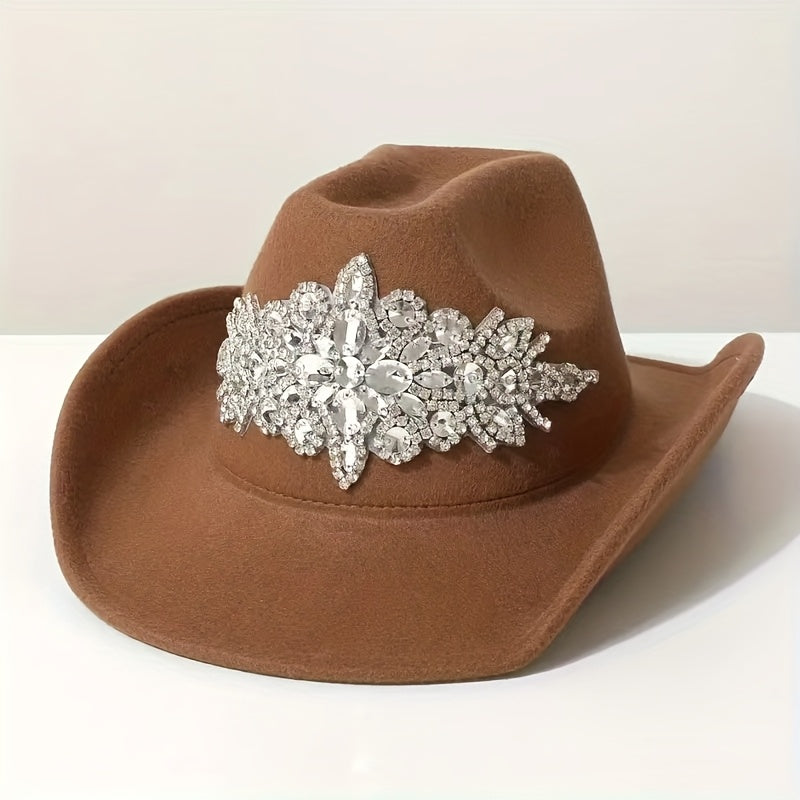 Rhinestone Cowboy Hat Sparkling for Women & Men - Shiny Western Cowboy Hat with Bling, perfect for Christmas, Halloween, Valentines Day - Wide Brim Cowgirl Hat suitable for Music Festival, Bachelorette Party, Weddings Parties