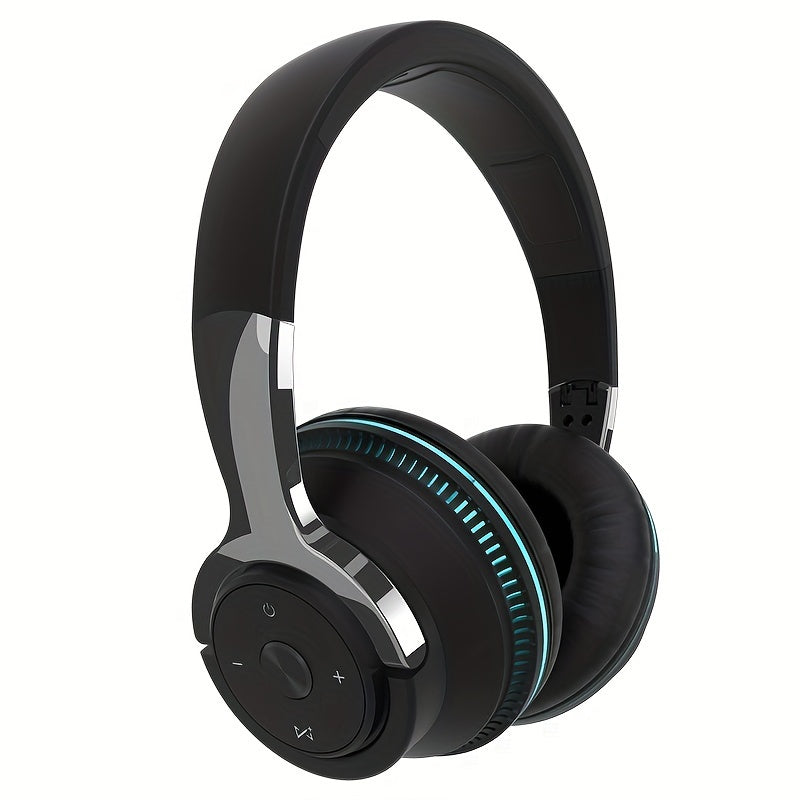 Wireless Headphones, Portable Over Ear Headphones 24 Hours Playtime, With Mic, Clear Calls, FM Radio, Soft-Earpads, LED Light, Support TF Card Play And 3.5MM AUX Cable Wired Connection, Foldable For Travel Home Office Cellpho