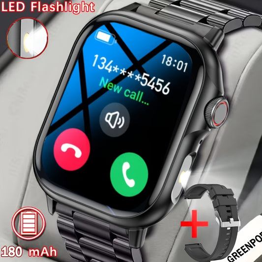 Brand New HD Full Touch Smart Watch/Fitness Band for Men and Women - Wireless Calling/Texting/Multiple Sports Modes/Remote Camera Control/Fitness Tracker, Compatible with Android and iPhone, USB Charging, Alloy Case/Silicone
