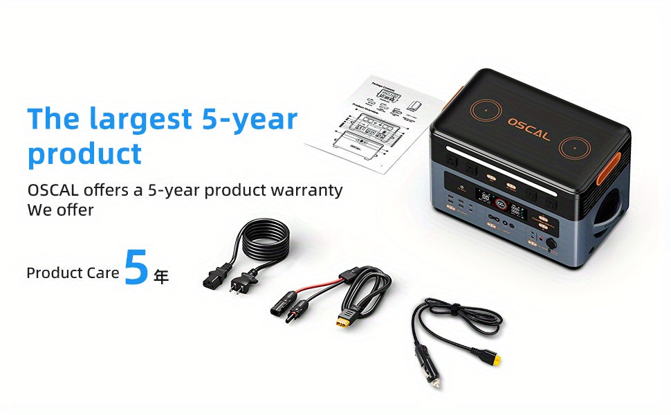 OSCAL 1872Wh Solar Generator 2400W(4800W Peak) LiFePO4 Portable Power Station PowerMax 2400 Full Charging, APP Control Battery Backup For Home, Camping & RVs With Solar Charger