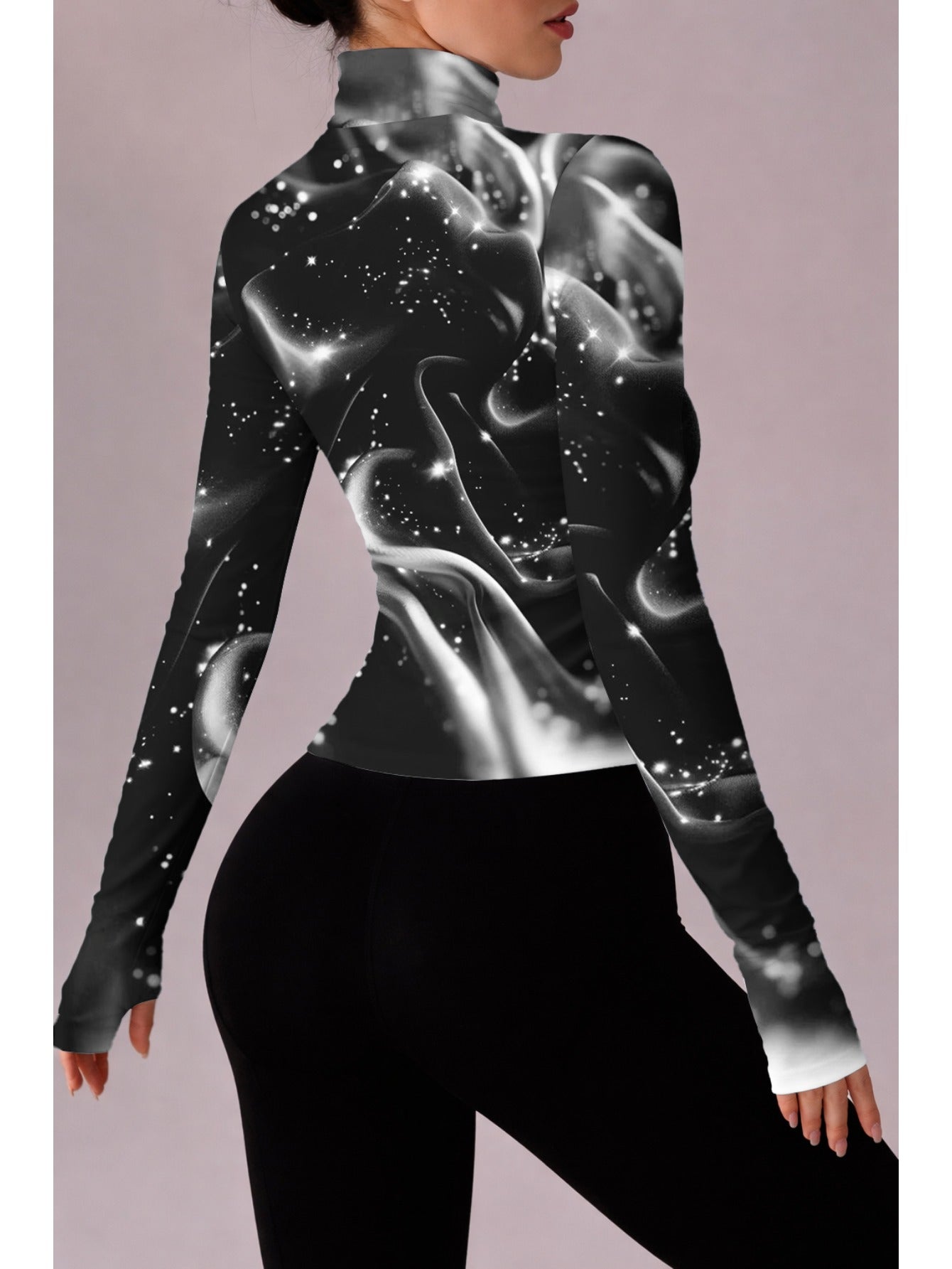 Women'S Yoga Jacket for Spring, Autumn, and Winter | Fashionable, Easy, Body-Hugging Fitness Top Suitable for Pilates Training, Outdoor Running, and Cycling | Quick-Drying, Breathable, Stretchy, Button- Shirt with All Over Pr
