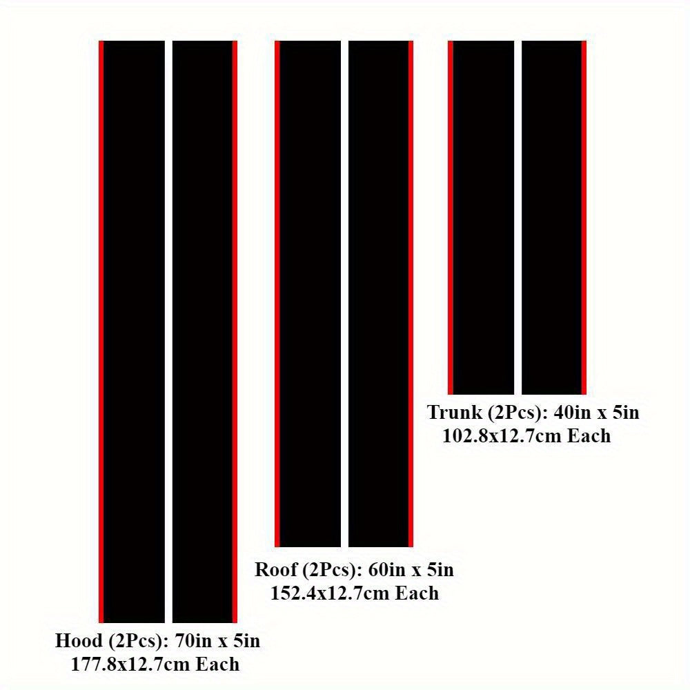 1Set/3Pairs Decal Sticker Vinyl Racing Stripe Decal Sticker for Car Decoration Fender, Hood, Roof, Trunk Bumper Compatible with All Cars Truck or SUV Free Size